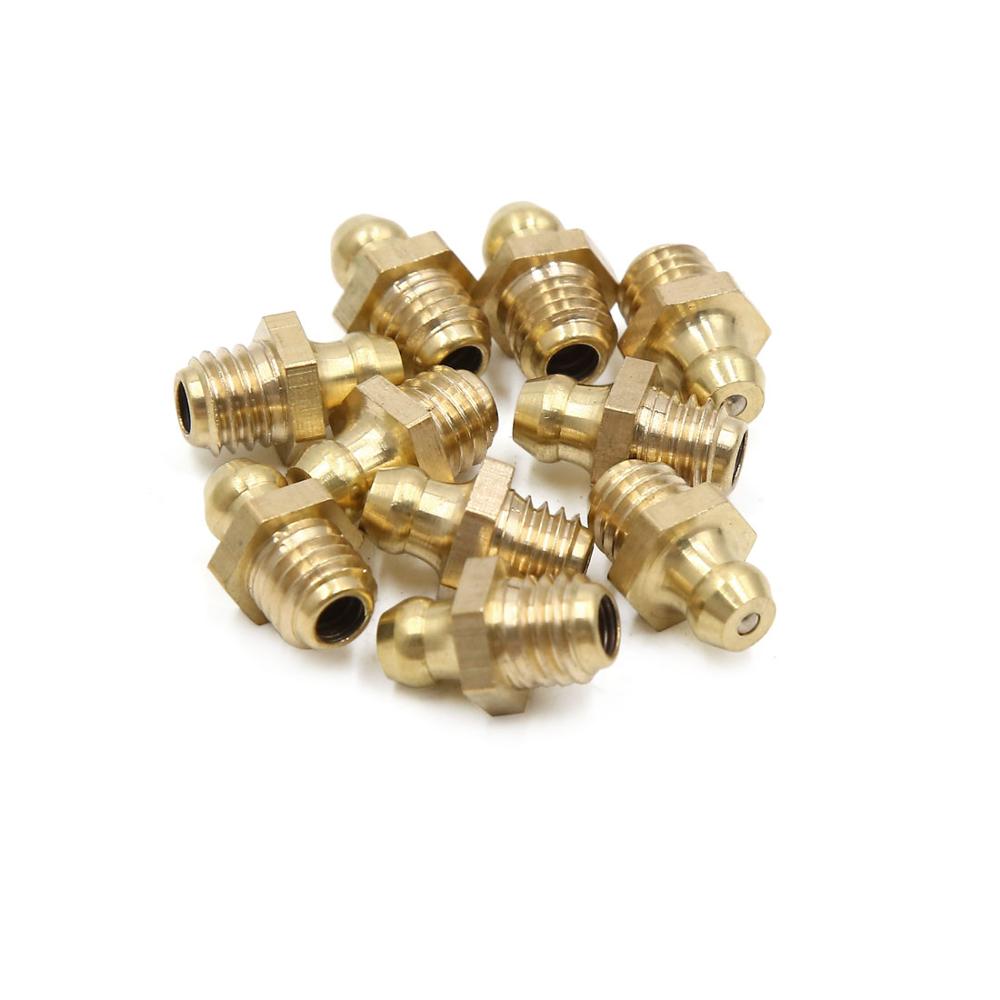 X Autohaux 10pcs M8 x 1.25 Thread Brass Straight Grease Nipple Fitting for Car