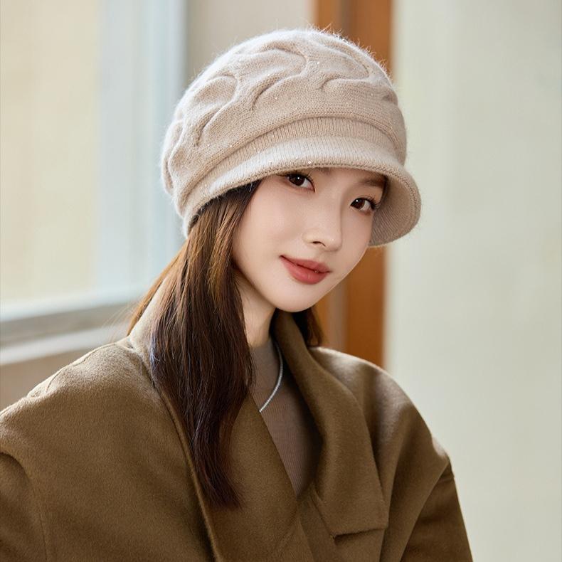 Winter Thickened Warm Rabbit Hair Mother Hat Outdoor Windproof Ear Protection Knitted Hat Wool Hat