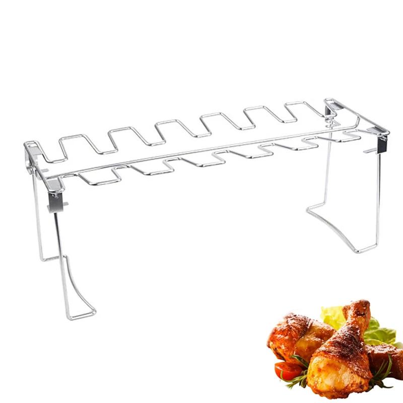 Non-Stick BBQ Rib Rack Stand Barbecue Steaks Racks Stainless Steel Chicken Beef Ribs Grill Black for Gas Smoker BBQ Tools Bbq