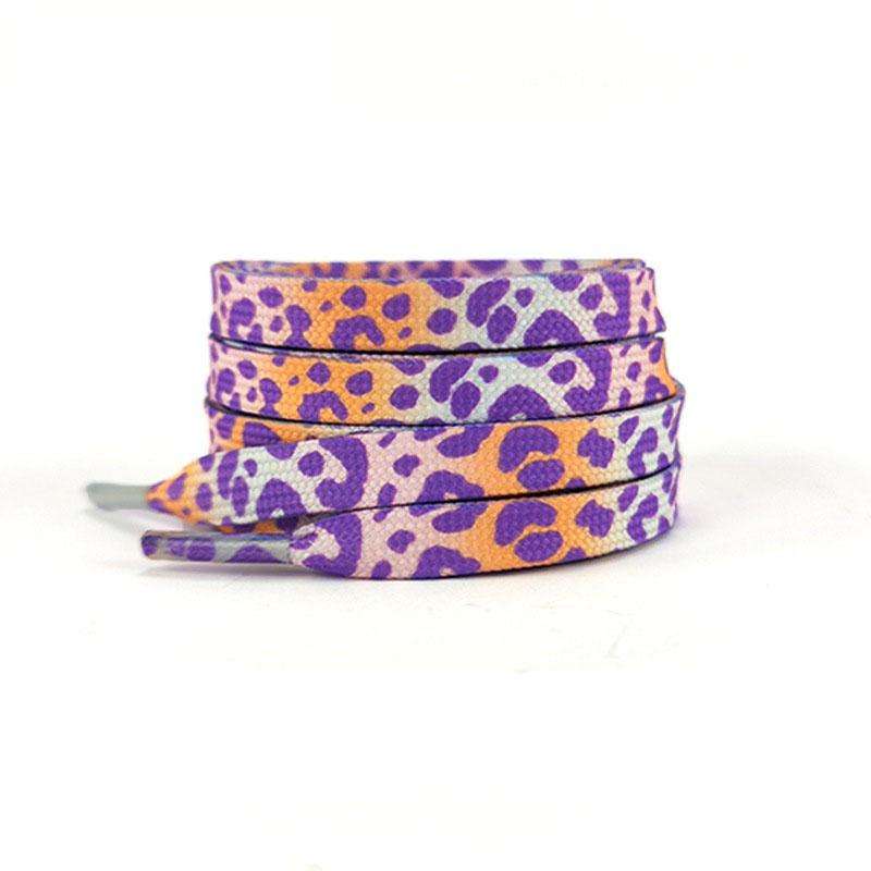 Fashion Flat Shoelaces for Sneakers Color Leopard Print Tie-dye Gradient Shoelace Rope Men Women for AF1 AJ1 Canvas Shoe Laces