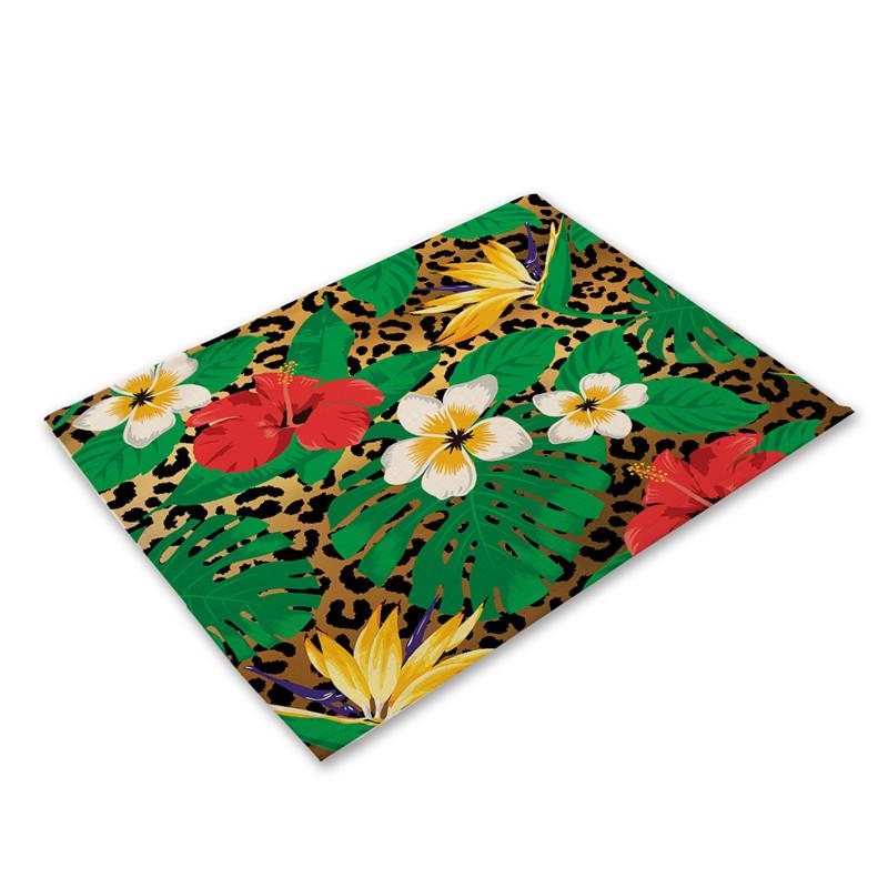 Anti-scalding Table Mats Leopard Print Linen Placemats For Kitchen Table Cup Coasters Placemat For Dining Table