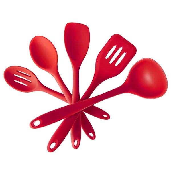 

5 шт. силиконовая термостойкая антипригарная кухонная лопатка ложка кулинария выпечка инструменты кухонная утварь гаджеты набор инструментов красный