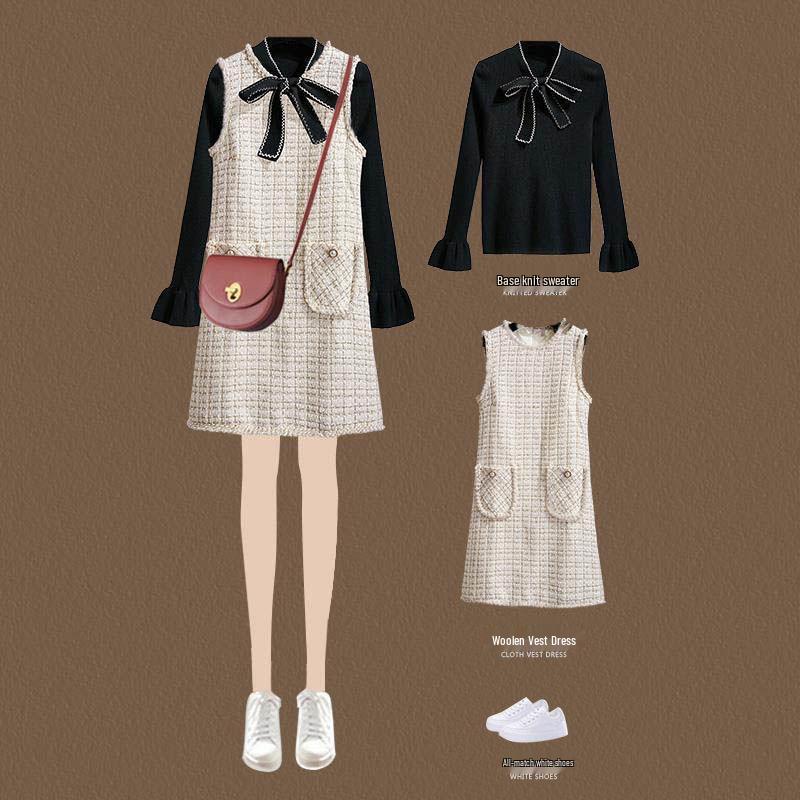 Wool Vest Dress Set for Women – Autumn/Winter 2025 Fashion, Elegant Two-Piece with Fragrant Style