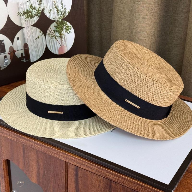 Top hat Flat top straw hat Big head circumference straw hat Sunscreen visor hat Big brim straw hat Seaside beach hat Women