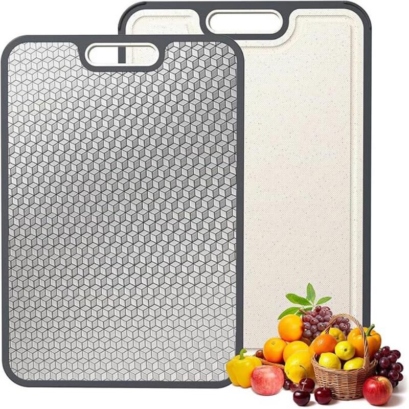 ZISIZ Double-Sided Titanium & Wheat Straw Chopping Board