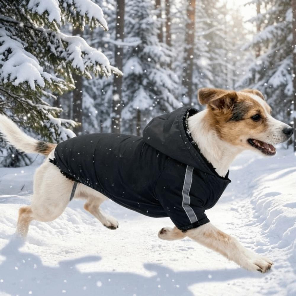 Fashion Windproof Fleece Dog Clothes Waterproof Warm Winter Pet Apparel Thicken Reflective Dog Hooded Coat for Dogs