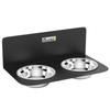 Double Dog Bowl, Wall-Mounted, 2 Bowls, Stainless Steel, 800 ml, 42 x 23.5 x 14 cm, Black