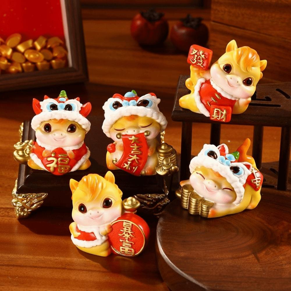 Resin New Year Mascot Miniature Cartoon Zodiac Ornaments Cute Horse Figurine  Cabinet