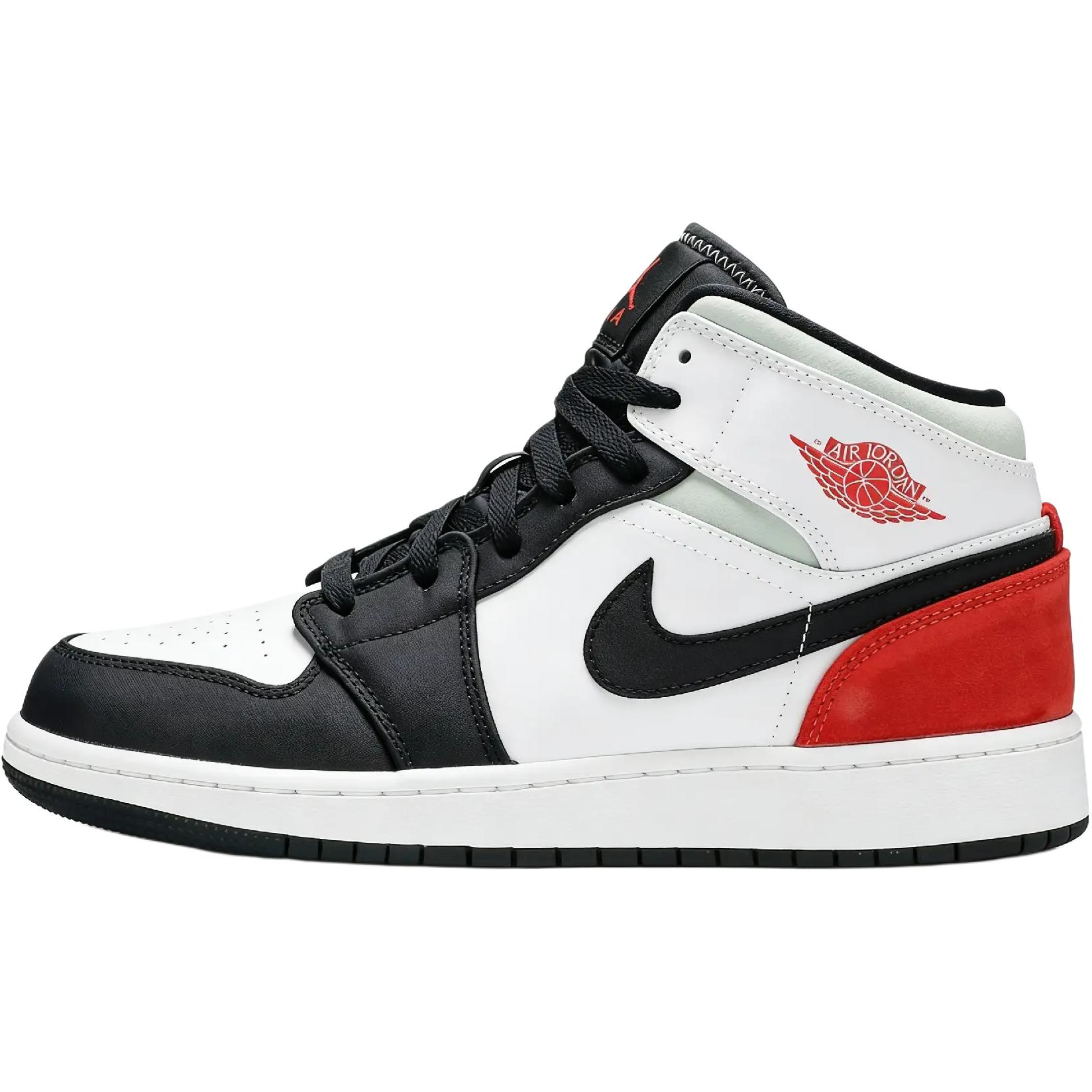 Jordan 1 Mid SE White Black Red Spruce GS BQ6931-100 35.5