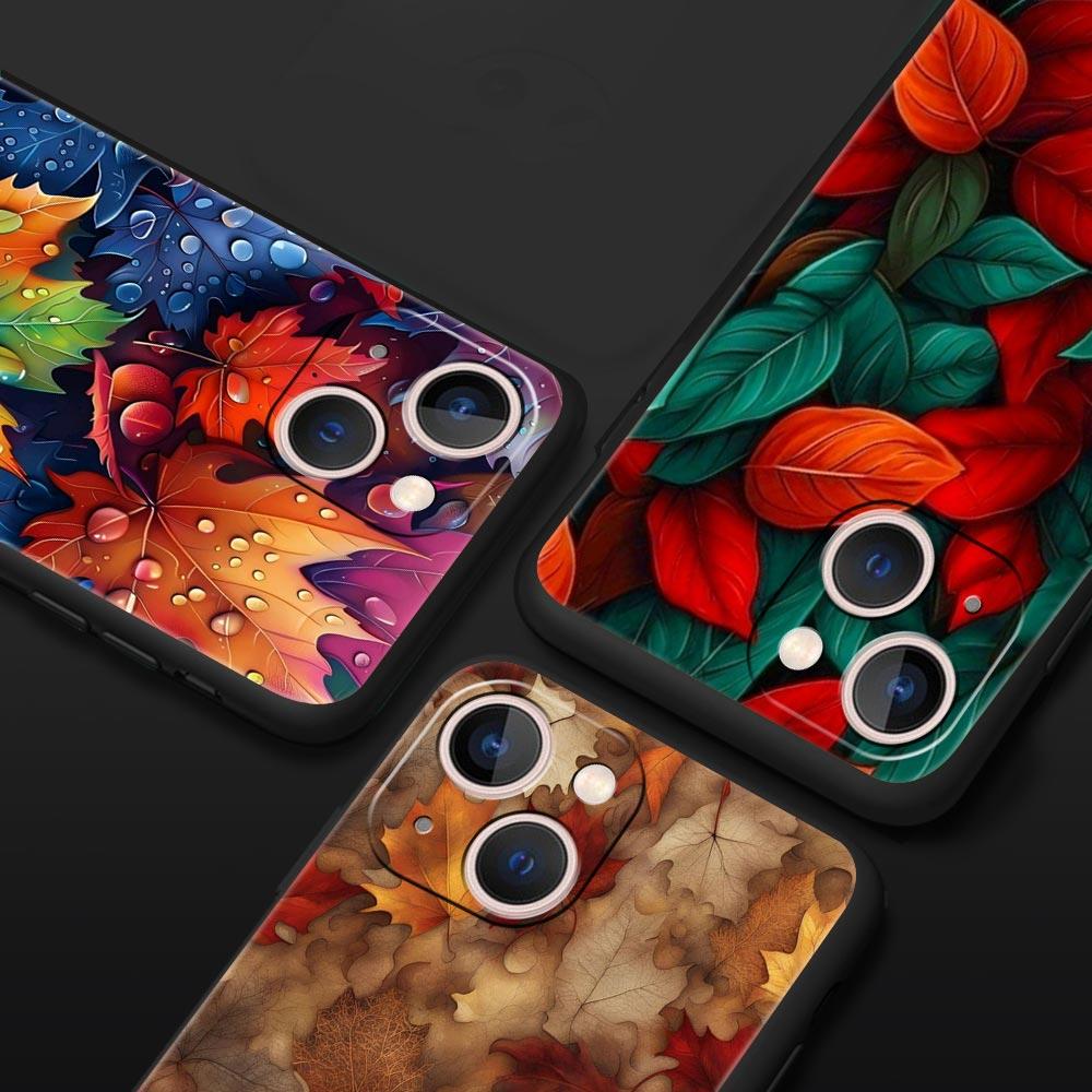 Cartoon Leaf Phone Case Cover for iPhone 17 16 15 14 13 12 Pro Max 11 Pro Max 17 AIR Plus Shockproof Soft TPU Shell Fundas Capas