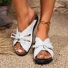 New Summer Fish Mouth Slippers Large Size Bow Flat Bottom Slope Heel Shake Line Hollow Cool Slippers