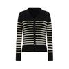 JUZI Annakou MIU Series Women's Striped Wool Blend Lapel Knit Sweater