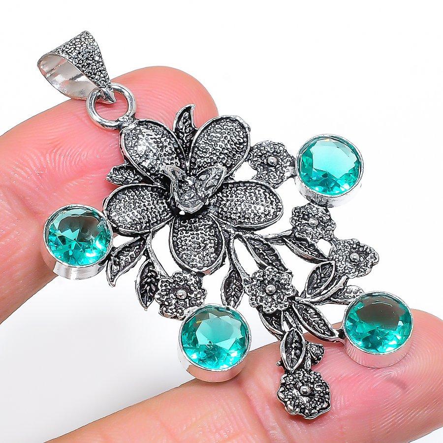 

Green Tourmaline Gemstone Handmade Ethnic Jewelry Pendant 2.36 SR-10716