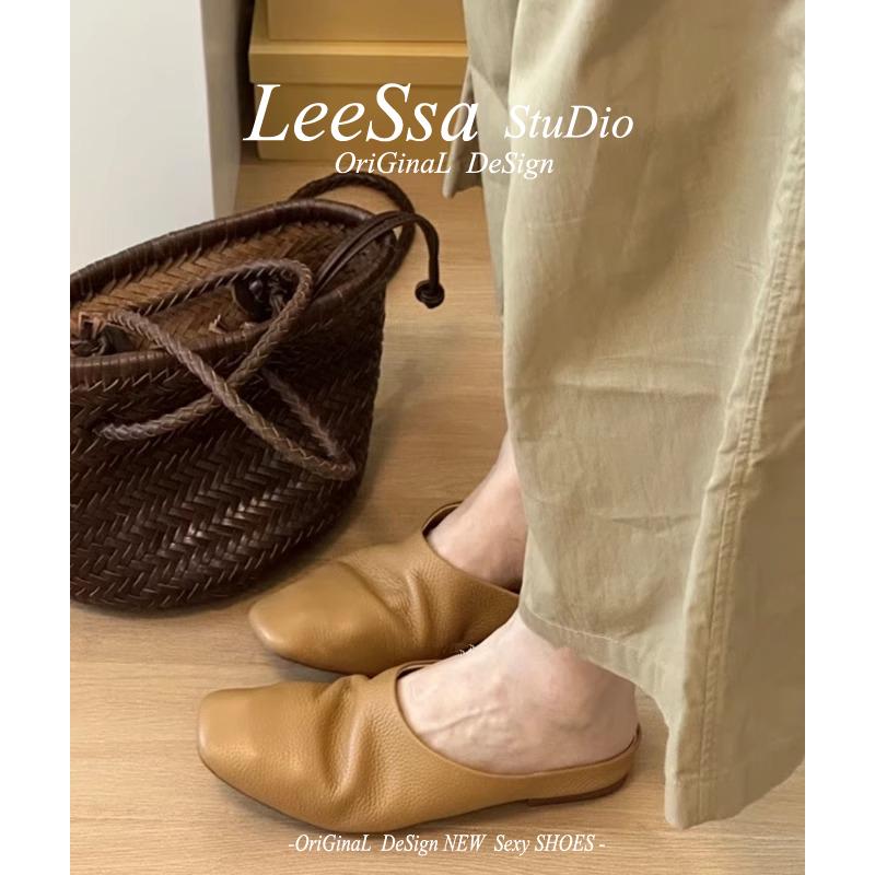 

Lan Cabinet Edition~ Minimalist Baotou Half-mop 2025 New Grandma Shoes Fashion Lazy Muller Sandals Soft-soled Women s Shoes 35 коричневый