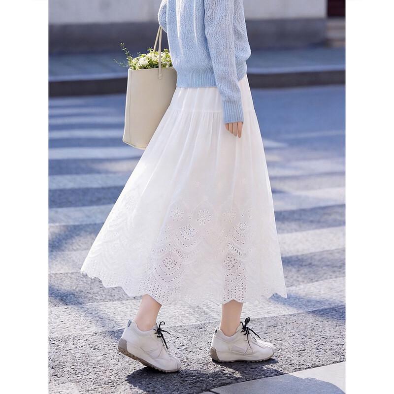 Women's French Sweet Hollow A-line Midi Skirt