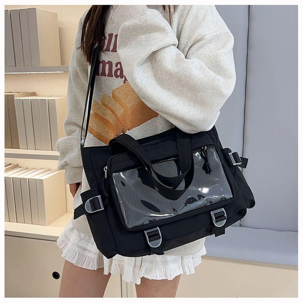 Large Capacity JK Shoulder Bag Harajuku Canvas Tote Bag Lovely Transparent Itabag Shopping