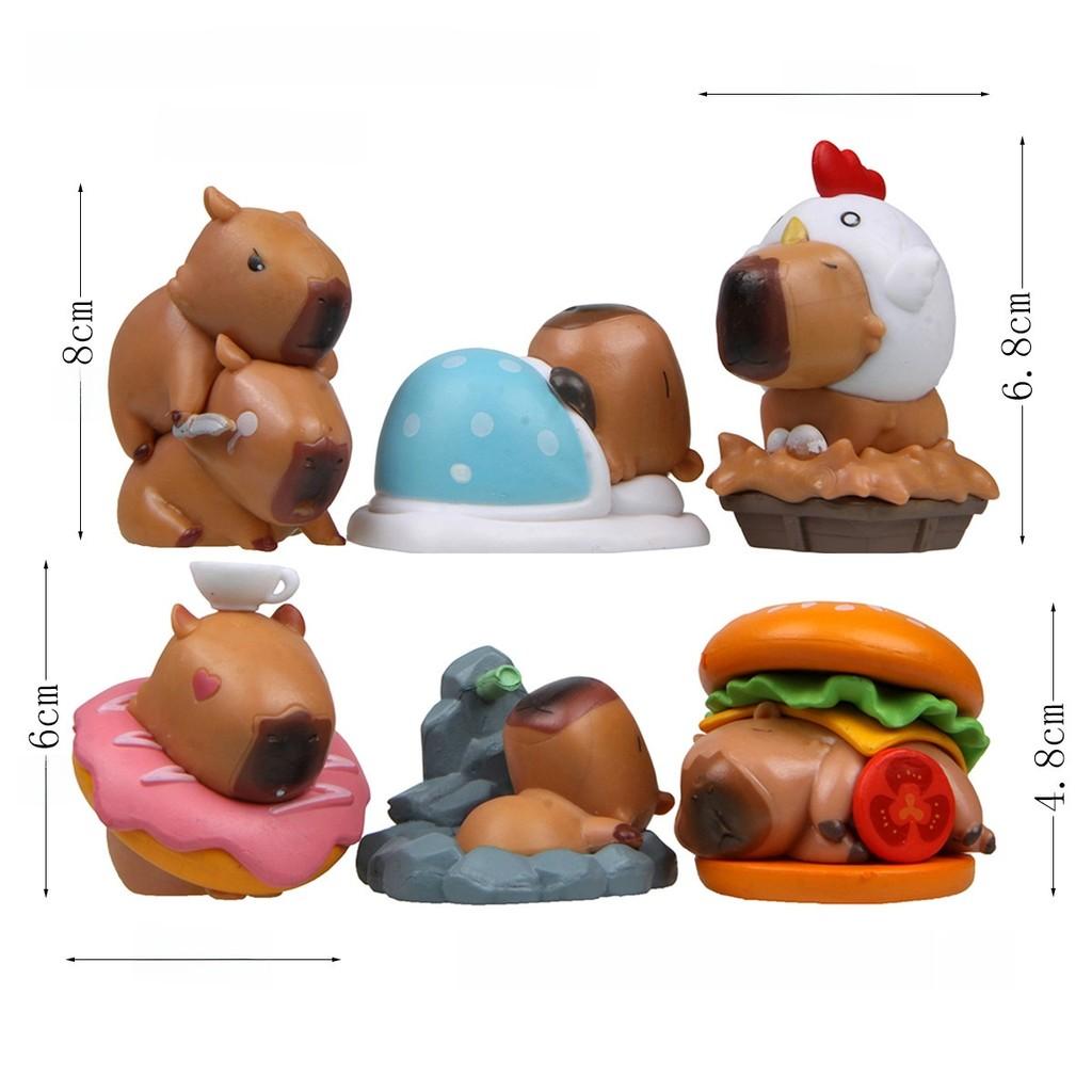 Capybara Pvc Figurine With Hamburgers Doughnut And Sleeping Designs For Home Office Decor Collectors Edition Gift For Teens