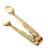 304 Stainless Steel Ice & Sugar Cube Tongs - Rose, Hammer, Stone, and Smooth Patterns