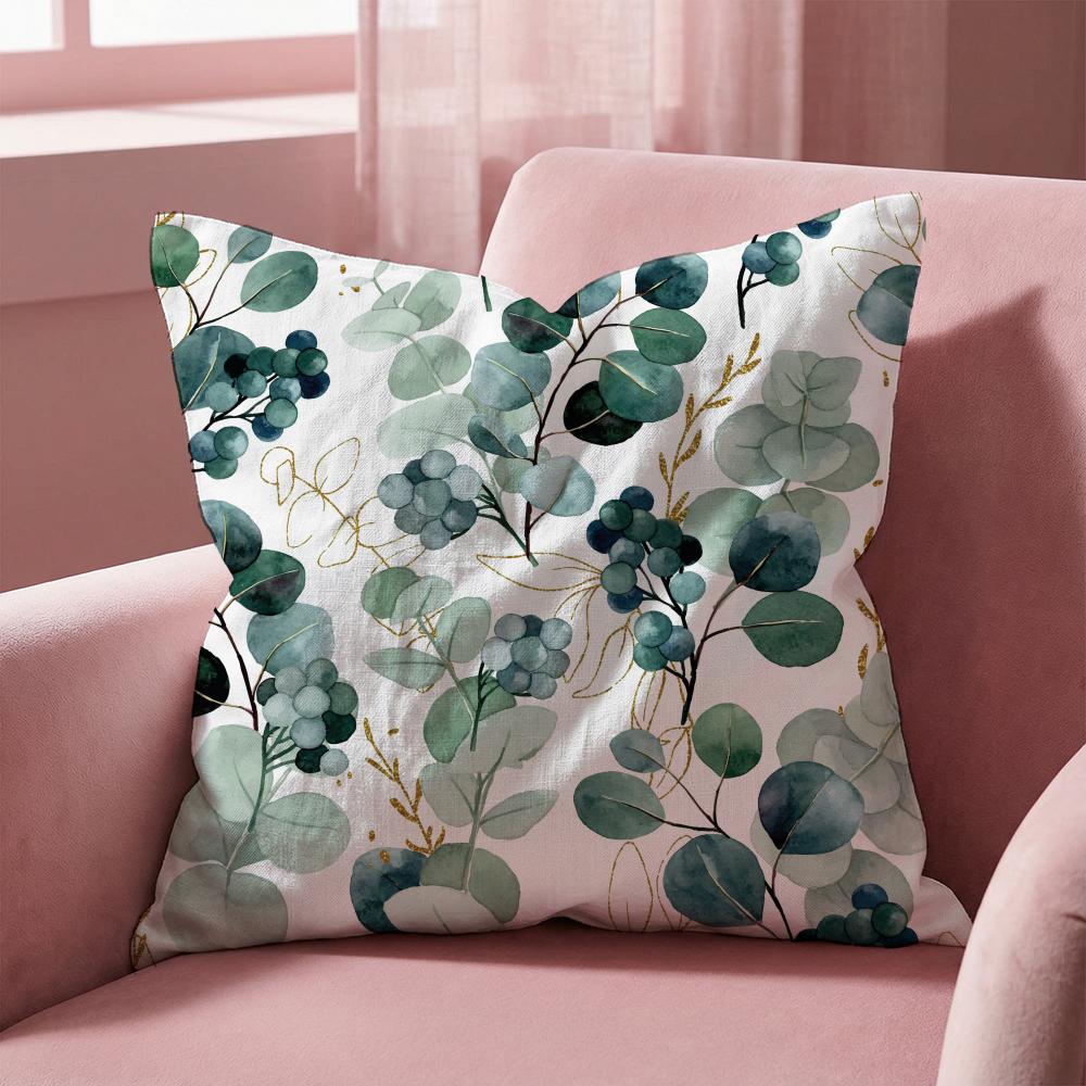 Watercolor Eucalyptus Flowers Cushion Cover Multi-Scene Pillow Cover for Home & Car - Reversible, Soft & Durable for Daily Use