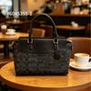 Womens Designer Tote Bag With Vintage Print PU Leather Shoulder Handbag Daily Use Medium Size