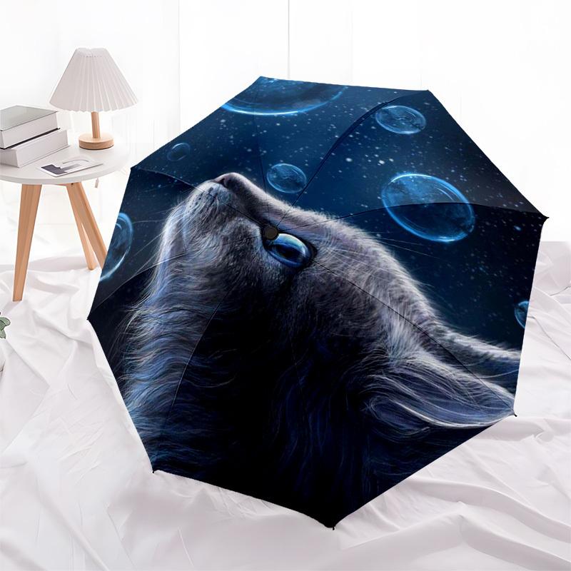 

1pc KittyBubbles Outdoor Umbrella - Automatic Opening/Closing, Portable 3-Fold Design with 8-Bone Iron Frame, Perfect Gift for Fans and Travelers, Sui