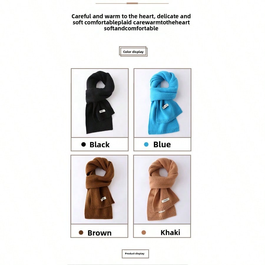 Wool scarves New solid color versatile men's and women's winter warm knitted scarves
