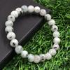 8mm Natural Kiwi Stone Gemstone Round Beads Unisex Stretchable Bracelet 7.5" For Good-Luck RBB-39