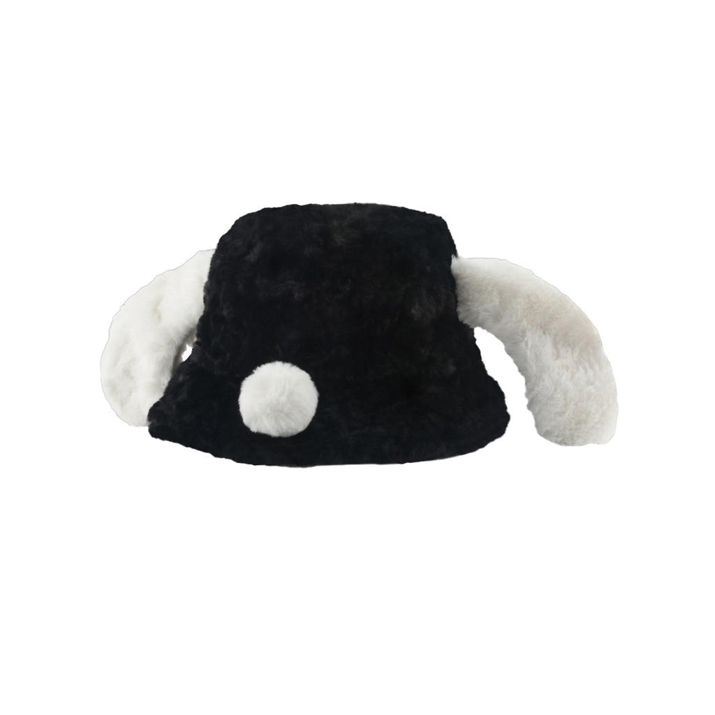 Designer cute puppy ears bucket hat women's autumn and winter plush warm ear protector
