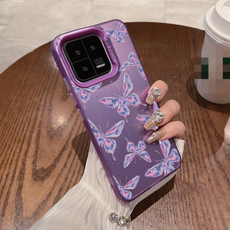 

Фіолетовий чохол-метелик для iPhone 16Pro Samsung A55 A35 S24 FE Xiaomi Redmi Note 13 Pro 14C Huawei Honor 200 Протиударний бампер для телефону Захист від подряпин Samsung A52