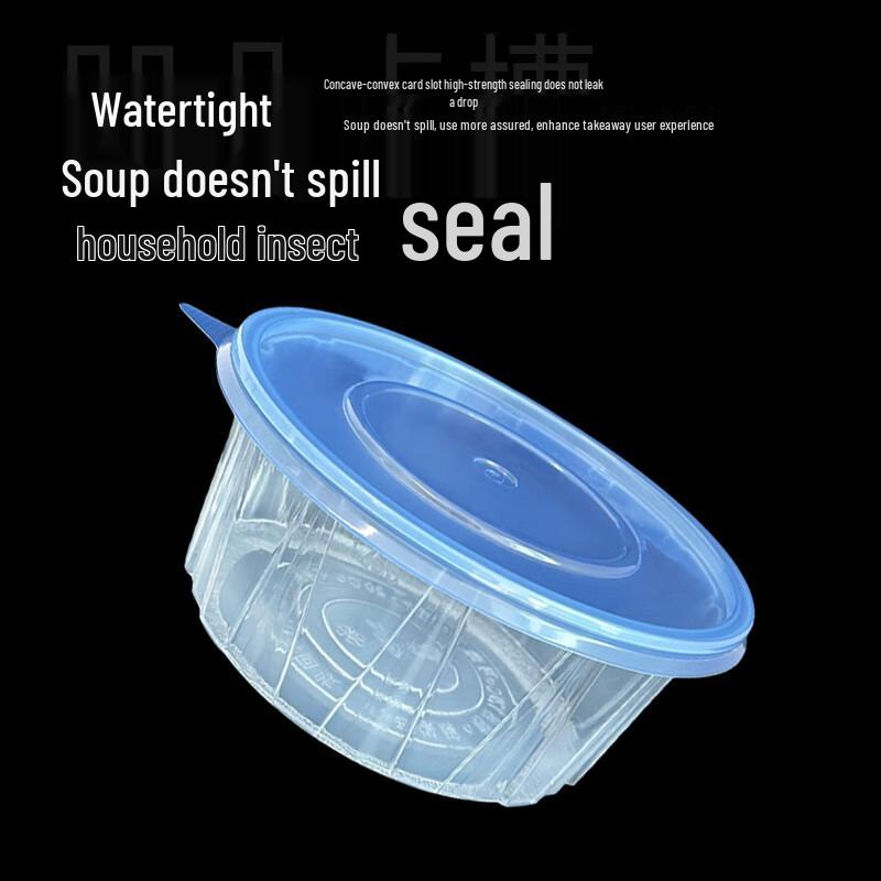 Disposable Round Food Containers with Blue Lids