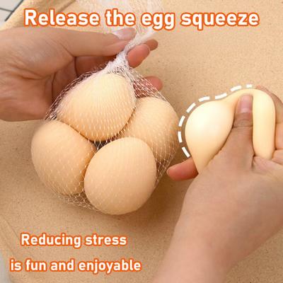 Simulierter Ei-Stressball Weiches, dehnbares, quietschendes Ei zum Zusammendrücken Fidget-Spielzeug Angstlinderung Weicher Stressball Knet-Sensorik-Spielzeug