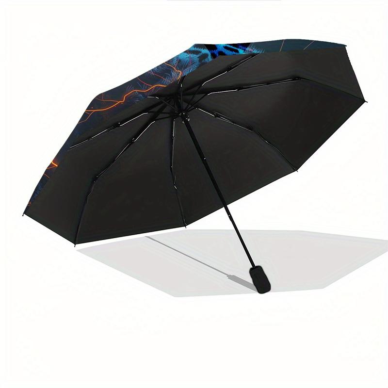 Leopard, Neon Theme 8 Bone Hand Automatic Folding Umbrella, Compact and Portable Design, A Perfect Gift for Birthday, Christmas or Business