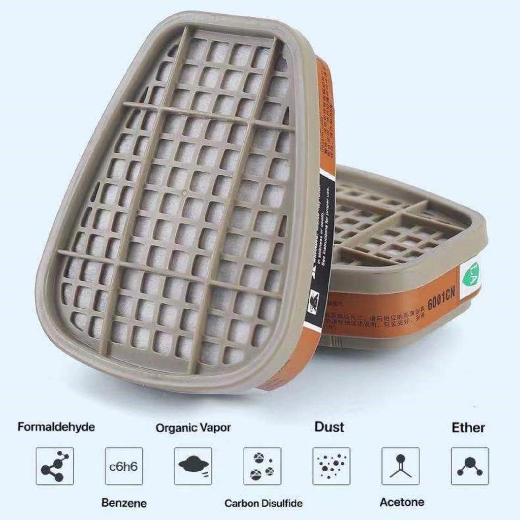 6001 Filter Cartridges Replacement for Gas Respirator, 2pcs Filter Cartridges + 2pcs Filter Covers+8pcs Filter Cottons, Apply to