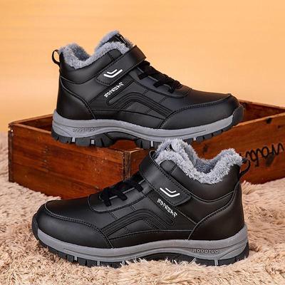Scarpe da Passeggio Invernali da Esterno Impermeabili in Pelle a Collo Alto 2024 - Calzature Calde in Cotone per Anziani