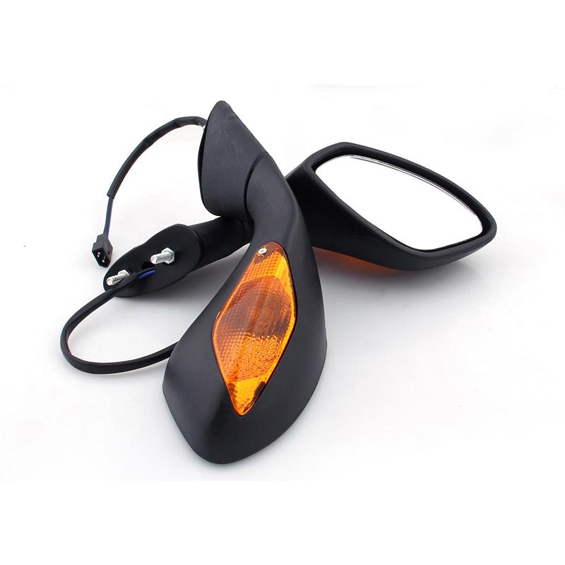 Pair Rear View Mirrors with Turn Signal For Aprilia RSV 1000 RSV1000 2004-2008