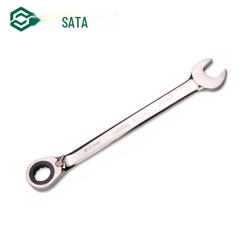 SATA 46614 22mm Full-Polished Reversible Ratchet Combination Wrench