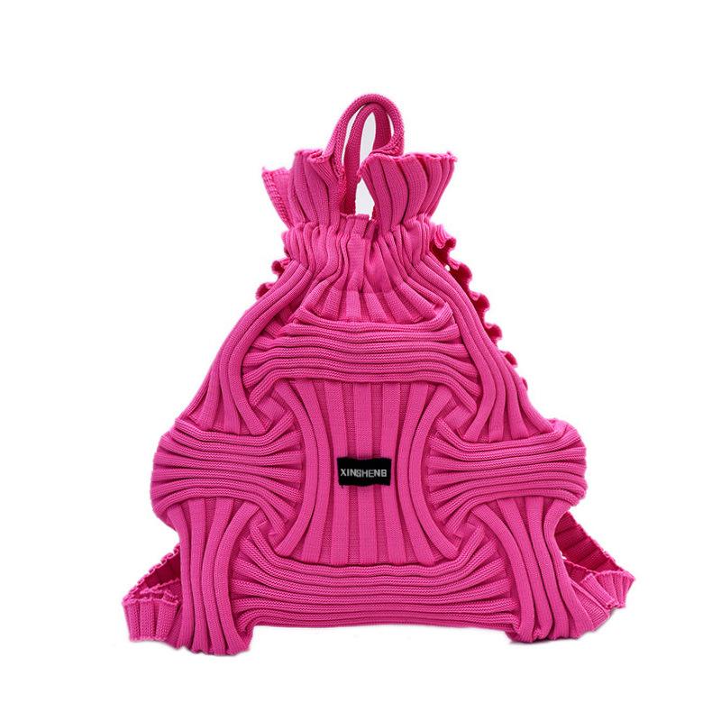 Kwon Nara-Inspired Korean Pleated Woven Backpack Handbag