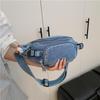 Retro Denim Motorcycle Dumpling Bag - Versatile Women's Crossbody, Shoulder, and Waist Casual Fashion Handbag.