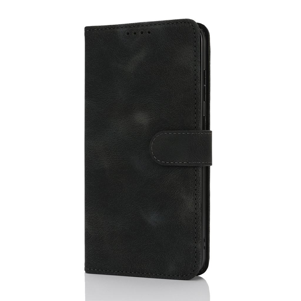 For Samsung Galaxy S25+ Wallet Case Double Folded Edge Skin Touch PU Leather Flip Phone Cover