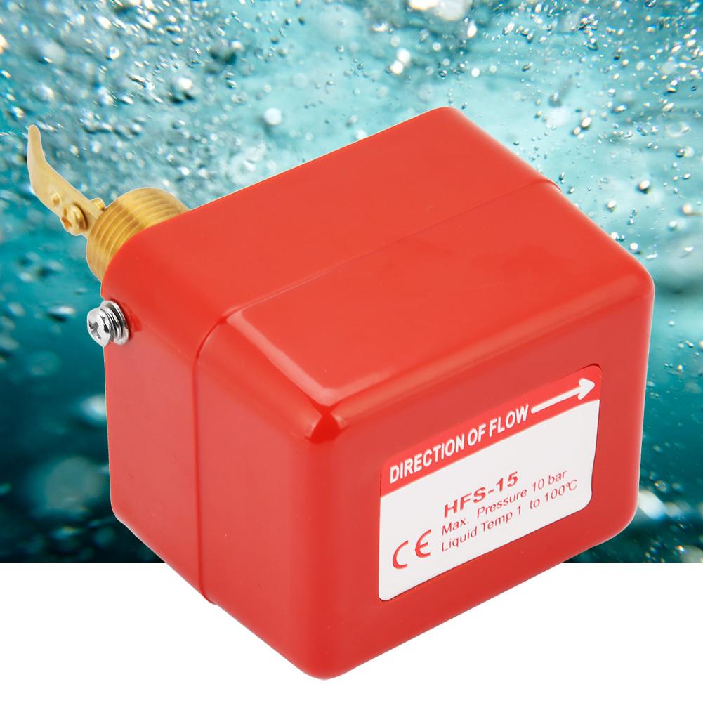 1 2 Water  Paddle Flow Switch Thread Connection SPDT Contacts Red(Partial Stainless Steel Type)