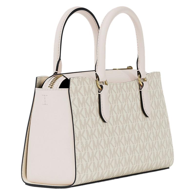 Michael Kors MK Arden Borsa a Tracolla Monogramma in Ecopelle Piccola da Donna Vaniglia-Bianco Crema 35S6G4XM1B-278