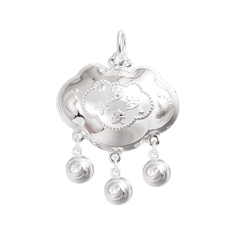 Sterling Silver Baby Peace & Longevity Full Moon Ethnic Bell Lock 999 Silver