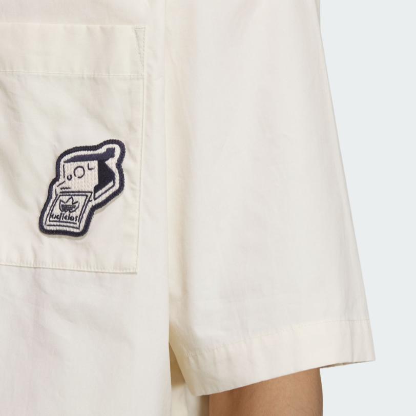 Adidas Originals X Yu Nagaba SS23 Camisa de Manga Larga con Estampado de Logotipo y Empalme para Hombre Tops Blanco IS0634