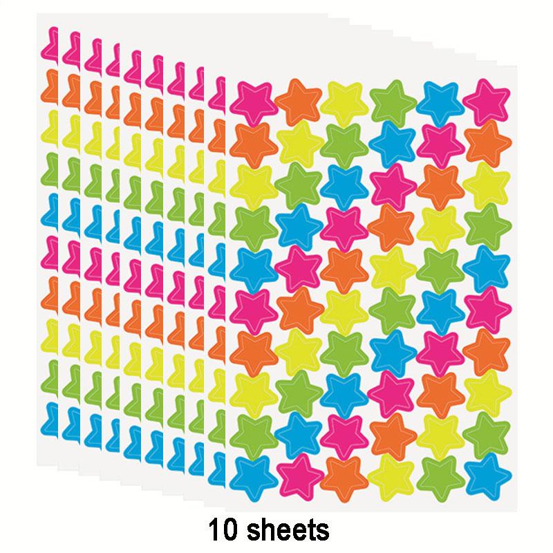 

10pcs Clipbook Stickers Self-adhesive Adhesive Star Heart Dots Album Decoration Accessories DIY Stickers Color Handicrafts TMZ