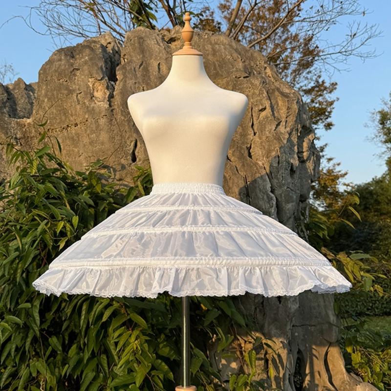 Womens Short Petticoat 3 Adjustable Hoop A Line Skirt Half Slip Crinolines Dresses Gown Underskirt for Cosplay Party