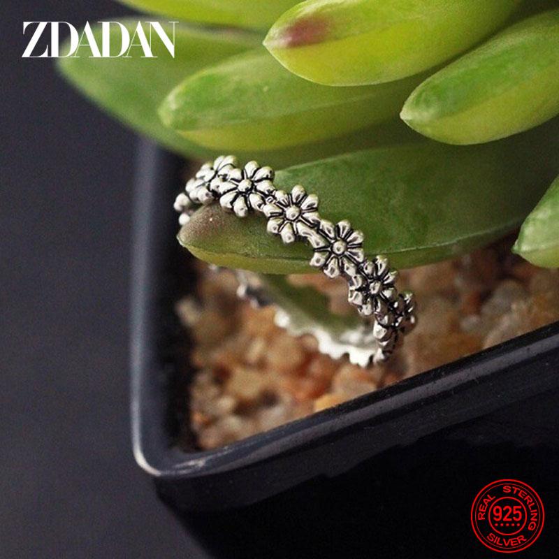 ZDADAN 925 Silver New Arrival Daisy Ring For Women Fashion Wedding Jewelry