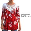 O-Neck Long Sleeves Lace Stitching Christmas Top Women Snowflake Theme 3D Printed Blouse Streetwear