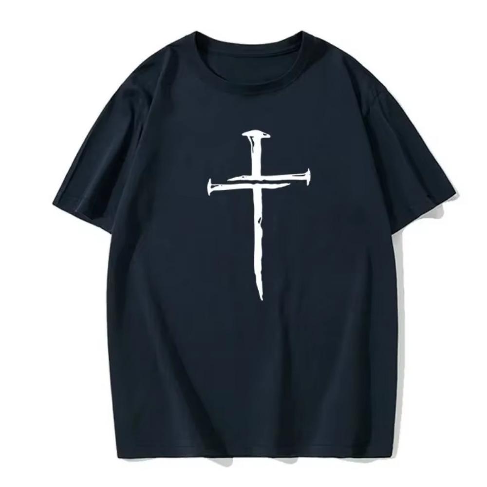 Men's Vintage T-shirt Personalized Cross Customized Short Sleeve High Quality Discount Hip Hop Sports Street Casual T-shirt