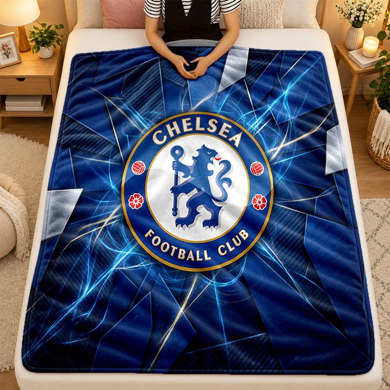 Flannel BlanketChelsea FC Warm Soft Throw Blanket for Indoor Sofa Bed Living Room Use