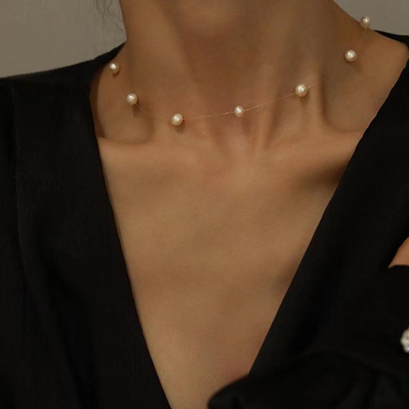 Elegant Cute  White Imitation Pearl Beads Choker Clavicle Chain Necklace For Women Wedding Jewelry Collar  New